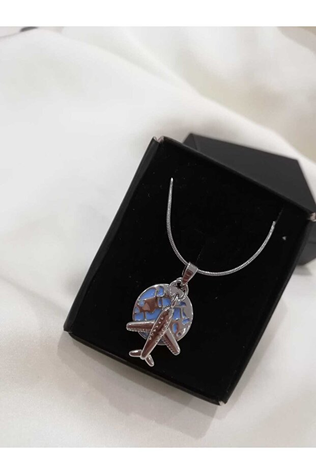 Steel Chain Airplane and World Necklace