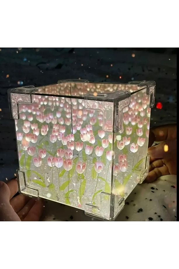 3d Sonsuz Lale Gece Lambası Pembe Renk Gönderilir - 4