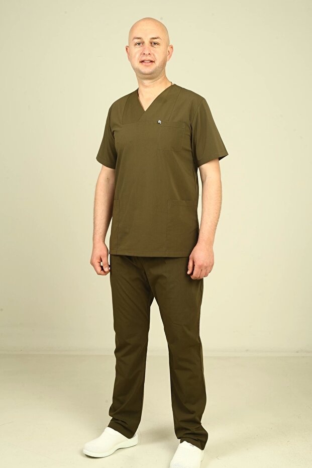 Men's Stretch Fabric Envelope Collar Suit Khaki Green