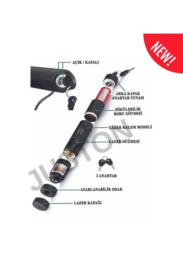 Şarjlı Anahtar Emniyetli Yeşil Lazer Pointer Yüksek Güçlü Lazer Işaretçi - 3