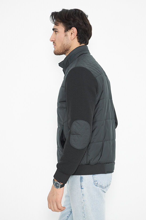 KOL TRİKOLU DİRSEK YAMALI REGULAR KIŞLIK MONT - 5