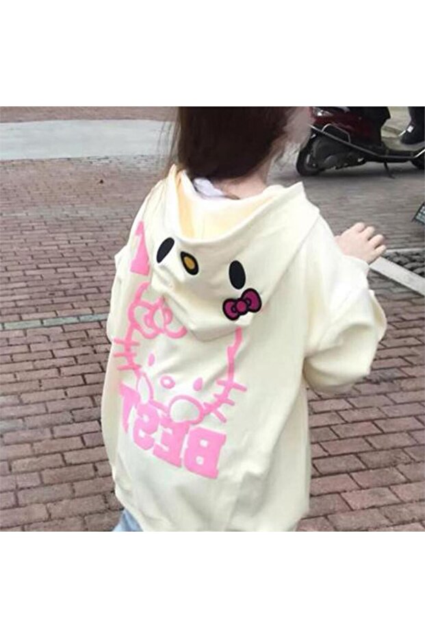 Hello Kitty Back Printed Hooded Sweatshirt