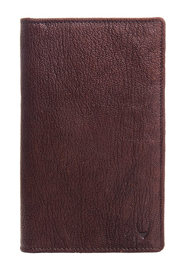 Passport Wallet for Unisex - Genuine Leather, Brown - Travel Organizer, Stylish Design