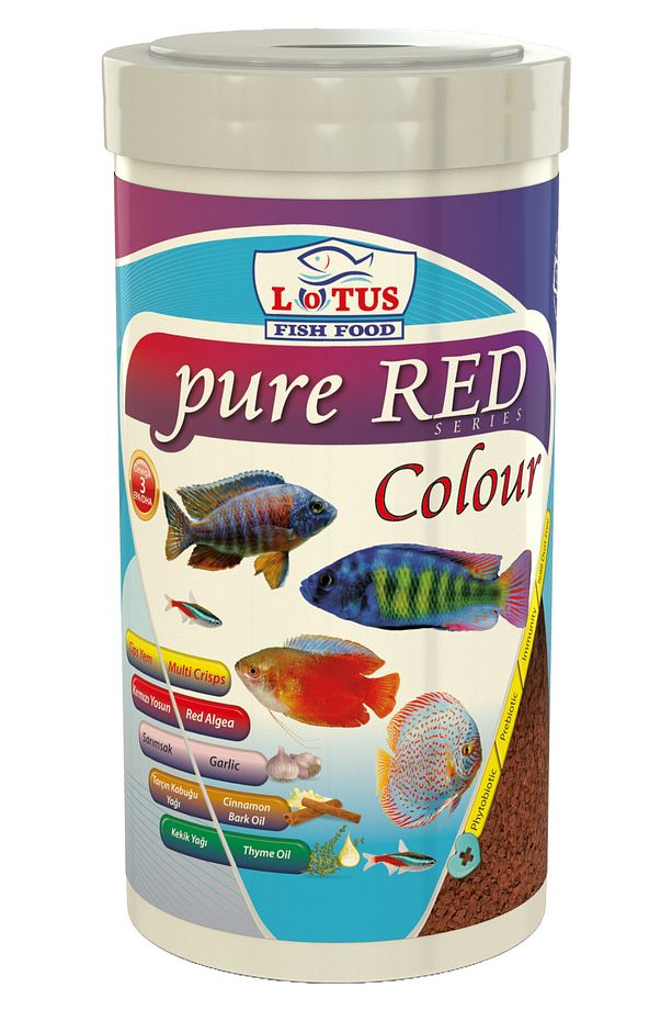 Beta Balığı Yemi 125ml, Lotus Red Algae Colour 100ml Kutu Granül Balık Yemi, Multivitamin - 4