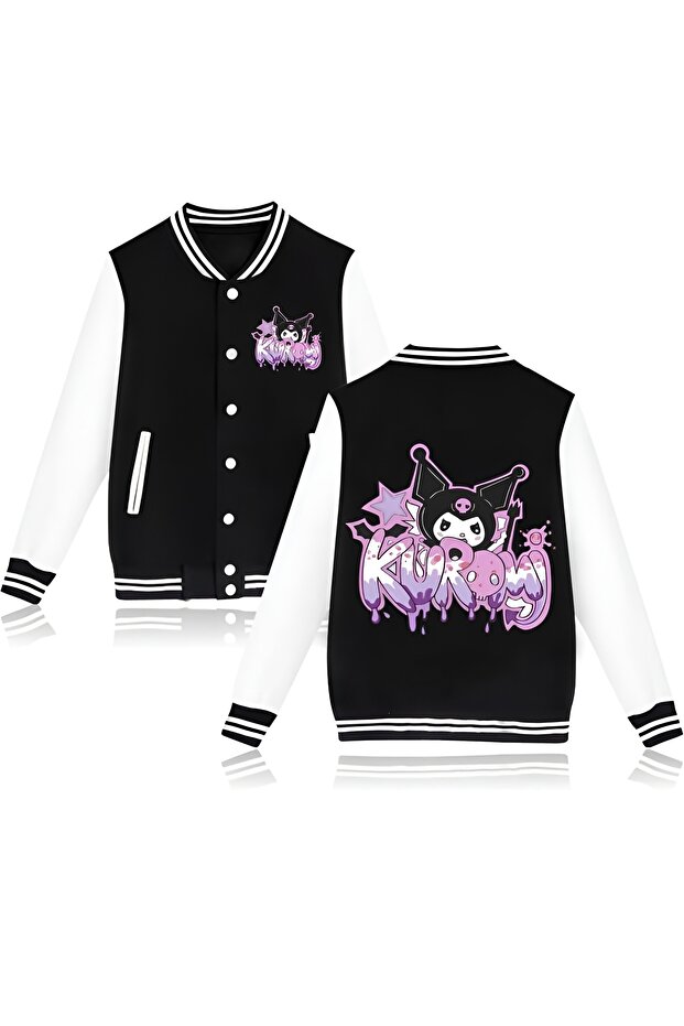 Kuromi Graffiti Printed Black 3 Thread Raster Thick Fabric College