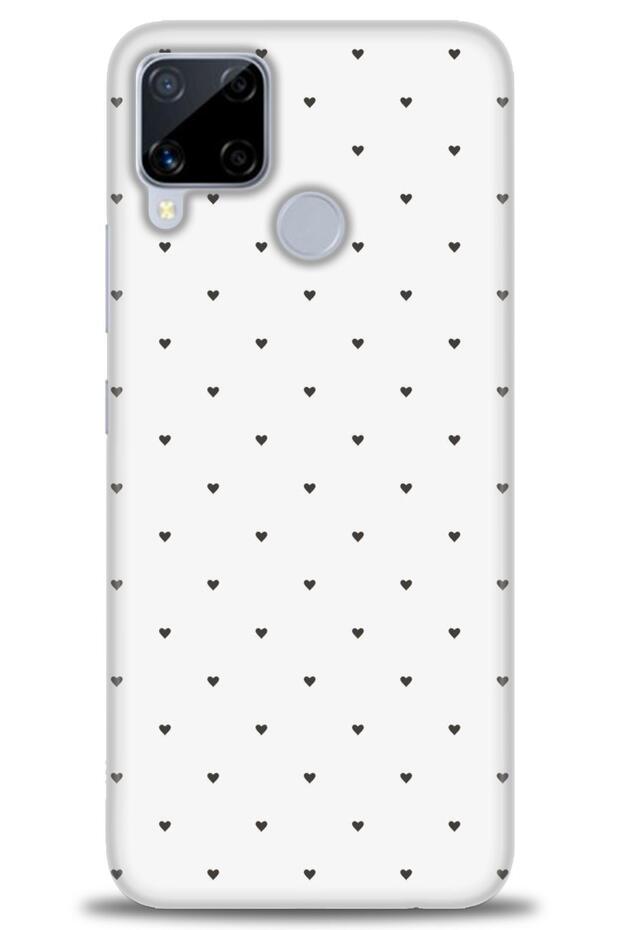 Realme C15 Case Hd Printed Case - Tiny Black Heart + Full Screen Protector