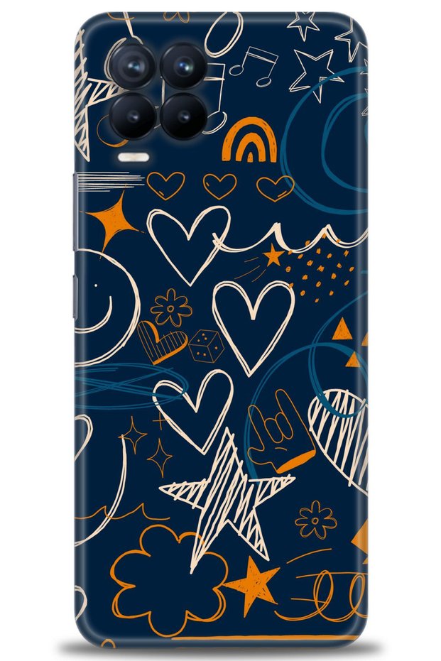 Realme 8 Case Hd Printed Case - Notes and Hearts + Full Screen Protector