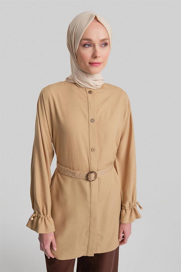 Viskon Keten Tunik 24y4018 Camel - 3