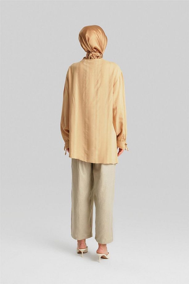 Doku Çizgili Tunik 24y4019 Camel - 6