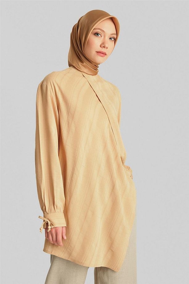 Doku Çizgili Tunik 24y4019 Camel - 4