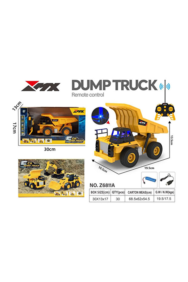 Boratila Toys 1:24 40 Mhz Uzaktan Kumandalı Şarjlı 6 Kanal Damperli Inşaat Kamyonu