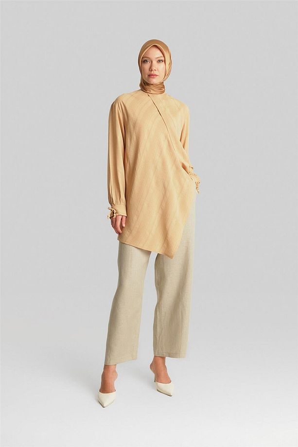 Doku Çizgili Tunik 24y4019 Camel - 2
