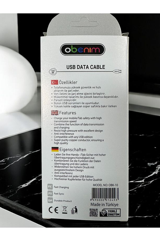 1 Metre Hızlı Şarj ve Data Senkronizasyon Kablosu - USB-A to Lightning 3.0A - 2