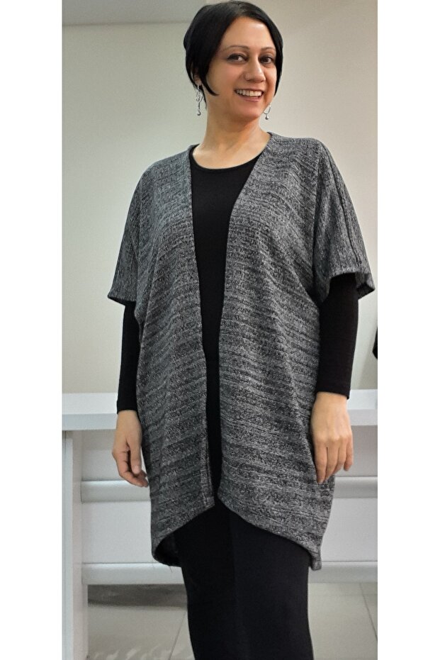 Gray Glitter Bat Sleeve Loose Knitwear Vest