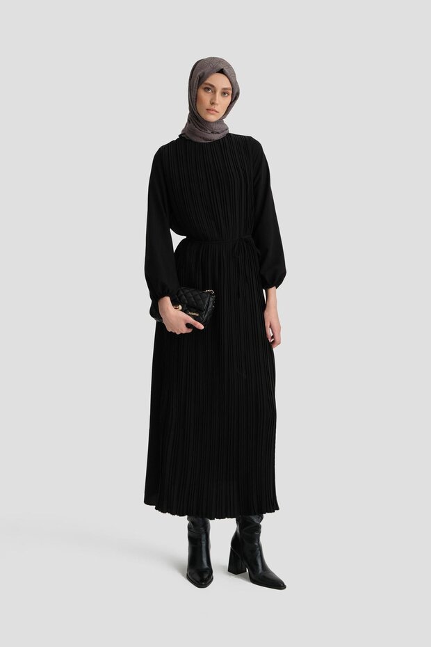 Piliseli Elbise 24yd9435 Siyah - 2