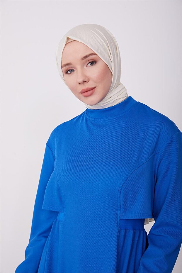 Arkası Lastikli Örme Elbise 23k9705 Morcivert - 1