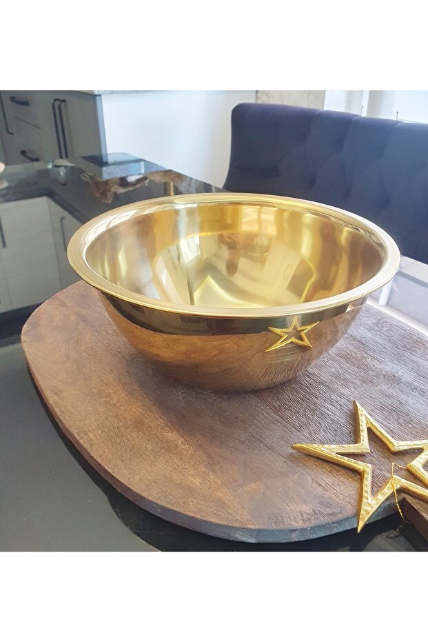 Gold Stainless Steel Mixing and Salad Bowl 26 cm Whisk Kneading Dough Storage Bowl