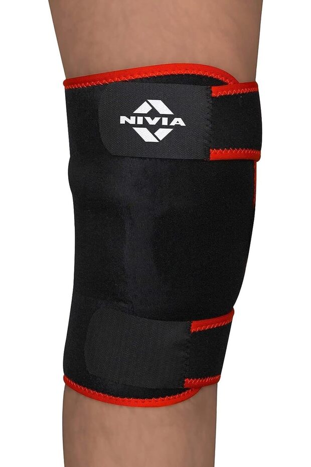 Orthopedic Knee Support | Black/red | Adjustable With Velcro | Pain Relief, Gym
