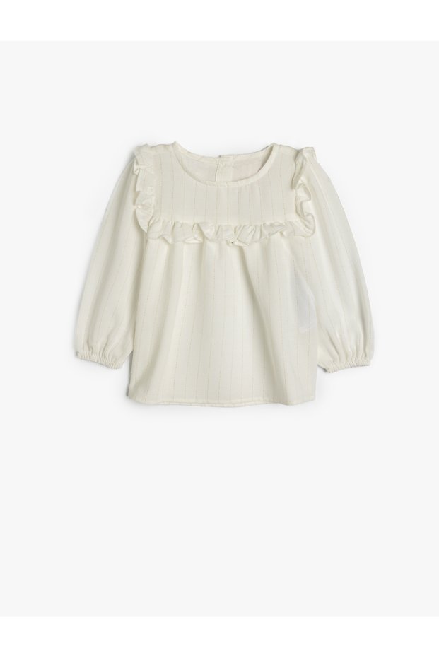 Shirt Long Sleeve Ruffle Detailed Viscose Fabric with Rubber Sleeves