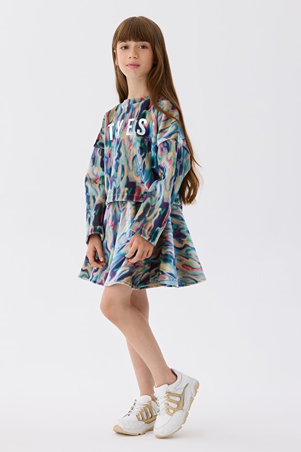 سويت شيرت بناتي منقوش - 1