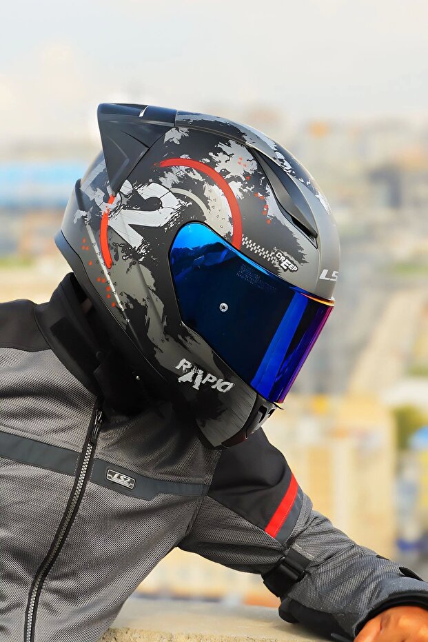 RAPID 2 CIRCLE MAT SİYAH-KIRMIZI KASK + SPOILER - 2