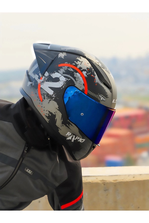 RAPID 2 CIRCLE MAT SİYAH-KIRMIZI KASK + SPOILER - 7