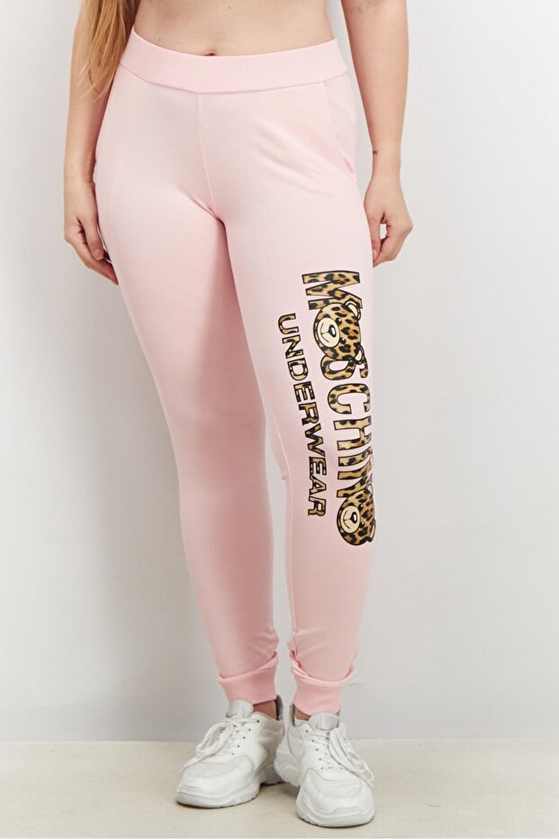 Kadın Regular Fit Baskılı Esnek Eşofman Altı, Pembe
