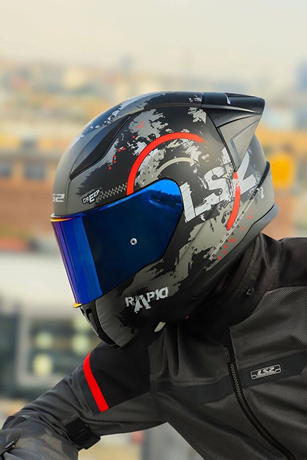 RAPID 2 CIRCLE MAT SİYAH-KIRMIZI KASK + SPOILER - 4