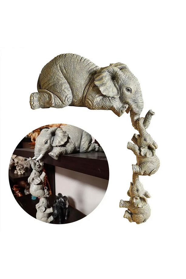 3’lü fil biblo kitap rafı dekoratif biblo seti - 5