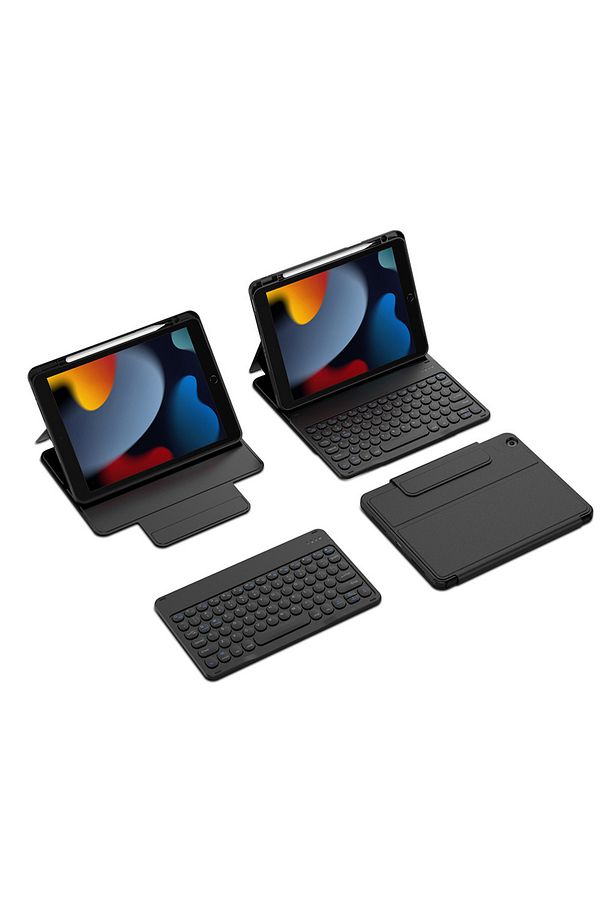 iPad 10.2 2021 9.Nesil Uyumlu Klavyeli Kılıf Wiwu Protective Gizli Kalem Bölmeli Siyah - 3