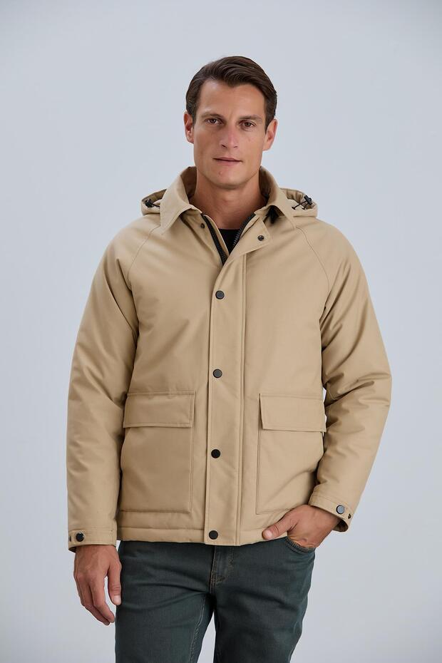 Çıkabilir Kapüşonlu Erkek Pamuk Mont - 4