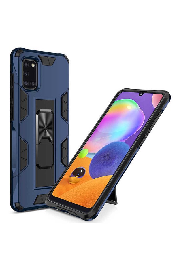 Galaxy A31 Compatible Case with Foldable Stand and Protective Volve Cover - Navy Blue - T14486
