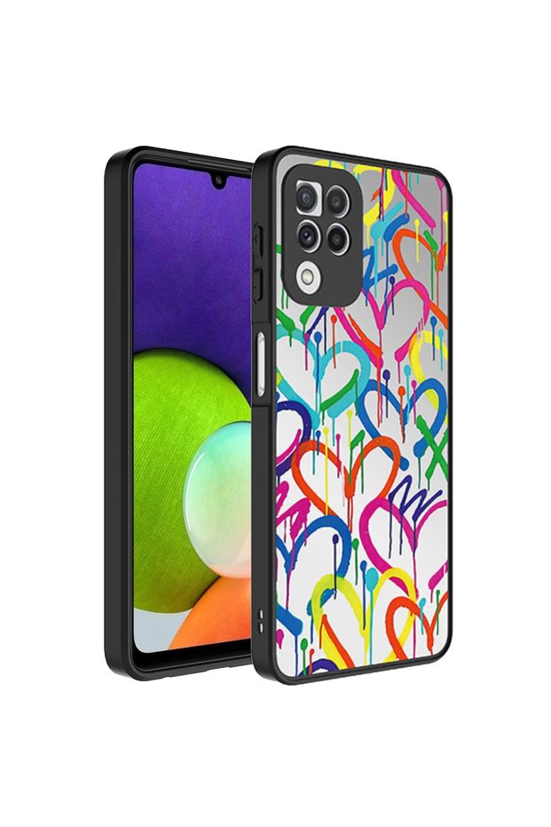 غطاء مرآة متوافق مع هاتف Galaxy A22 4G، غطاء لامع مع حماية للكاميرا بنمط مرآة