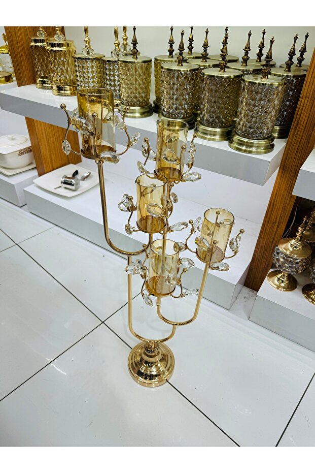 5 Kollu Gold Şamdan - 1