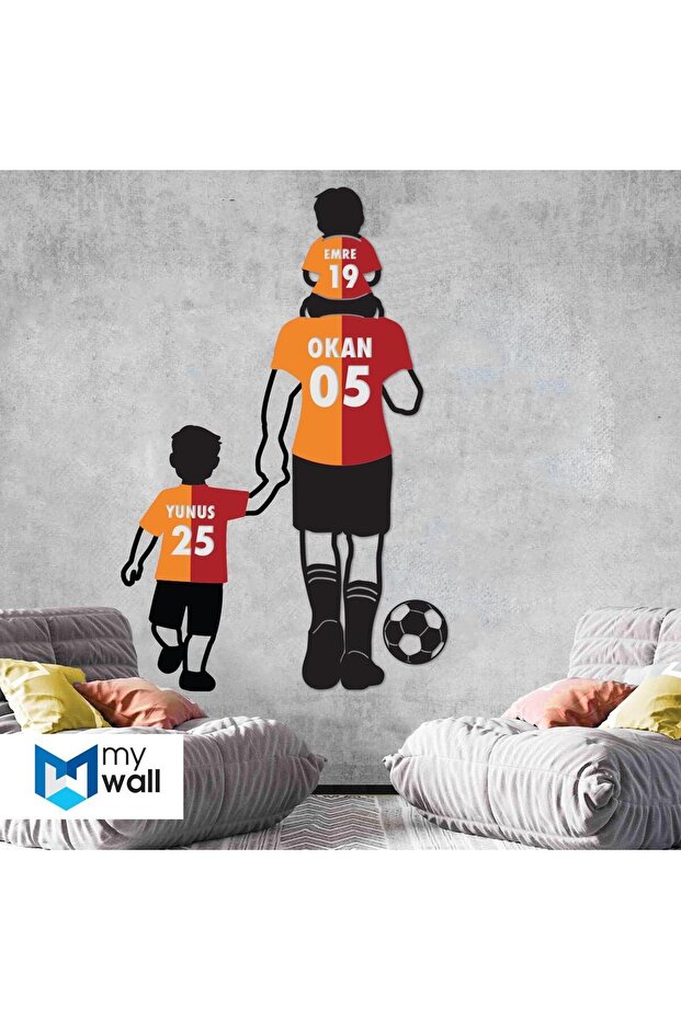 -DUVAR TARAFTAR-MDF TABLO-DUVAR DEKORASYONLARI-BABA VE 2 ÇOCUK - 1