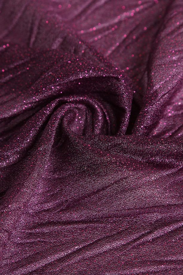 Violet Zikzak Pliseli Mor Simli Tül - 1