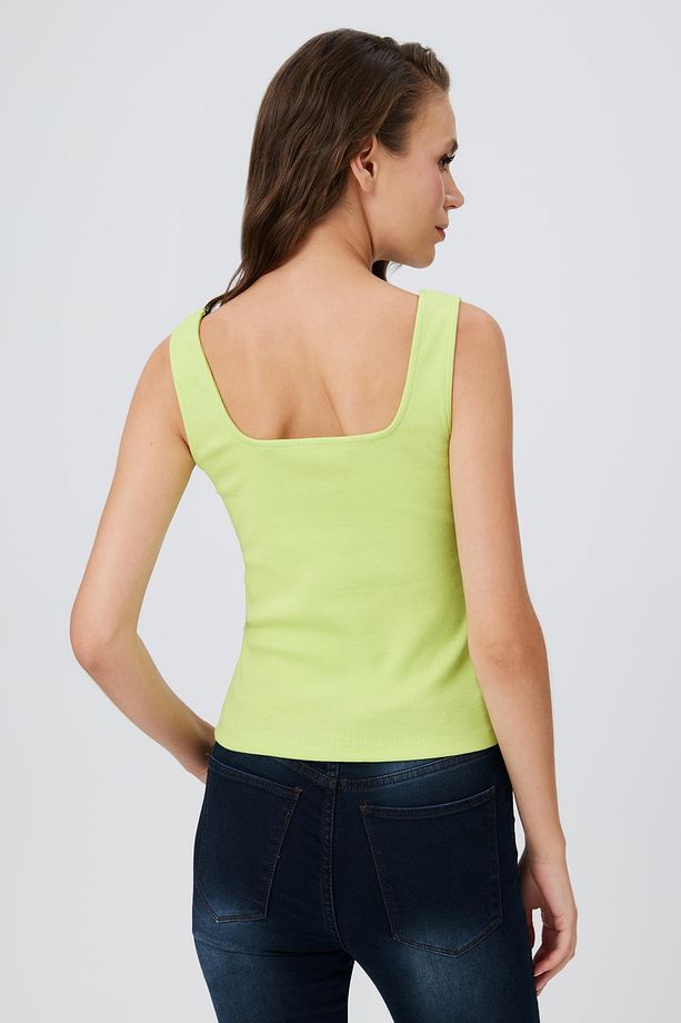 Kare Yaka Elastanlı Koton Basic Atlet - 2