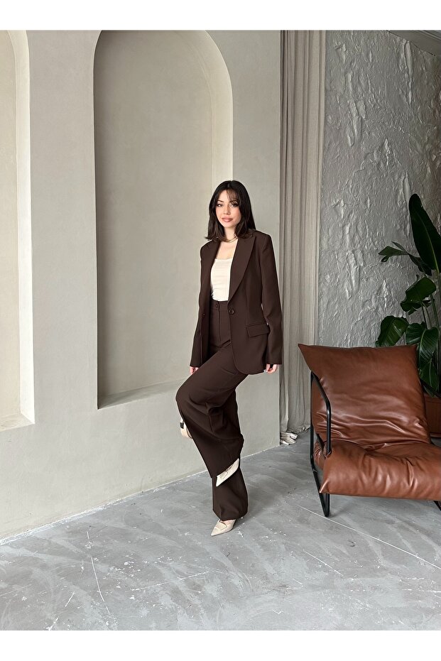 Blazer Takım Elbise Tek Düğme Ceket Pantolon - 3