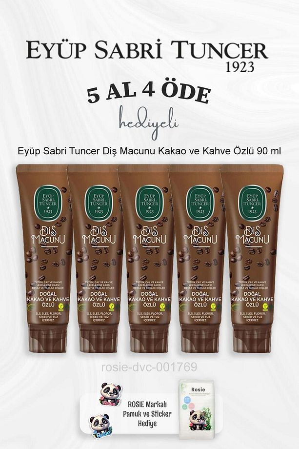 Diş Macunu Kakao ve Kahve Özlü 90 ml 5 Al 4 Öde ve Rosie Pamuk - 1