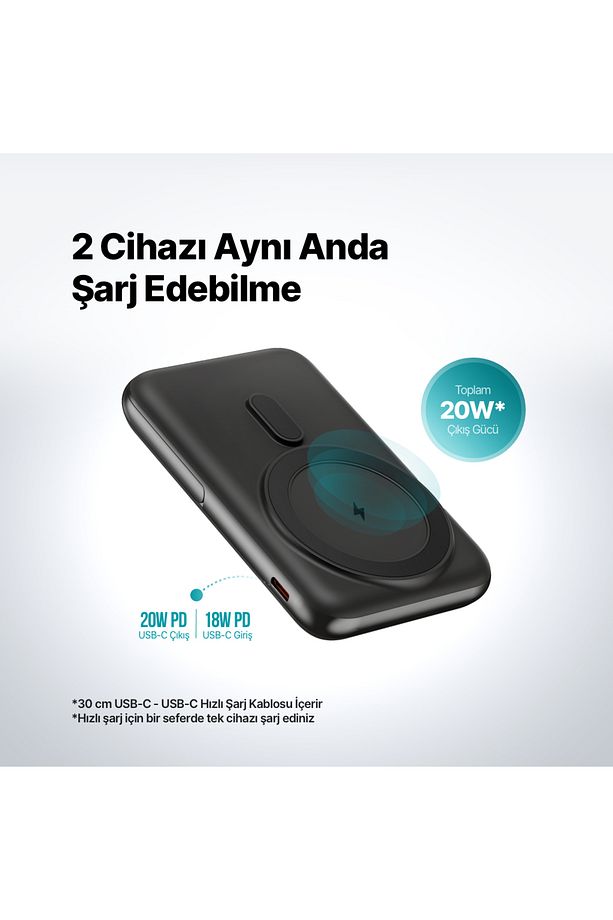 ReCharger Pro M LCD 10.000mAh MagSafe Uyumlu PD 20W Stantlı Kablosuz Taşınabilir Hızlı Şarj Aleti - 4