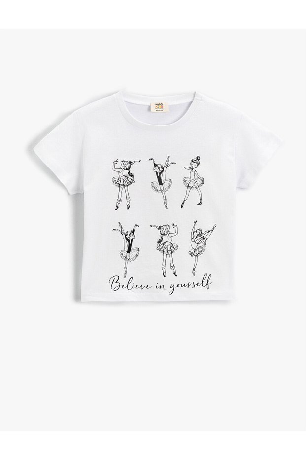 Ballerina Girl Printed Short Sleeve T-Shirt Cotton