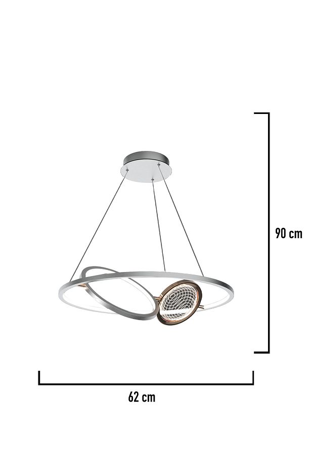 Bennan 60'lık 60 Watt Krom Gold Modern Oturma Odası, Mutfak, Salon Led Avize - 3
