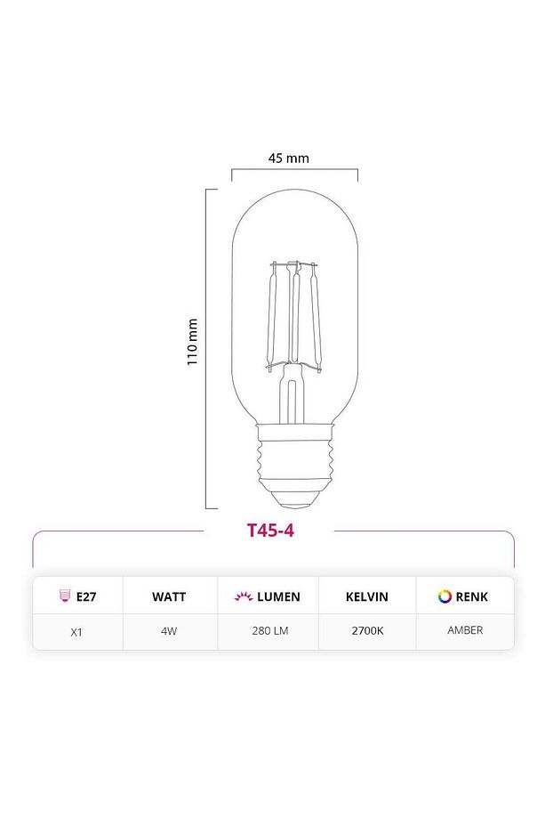 4w 220v E27 Gemici Rustik LED Ampul T45-4 10 - 3