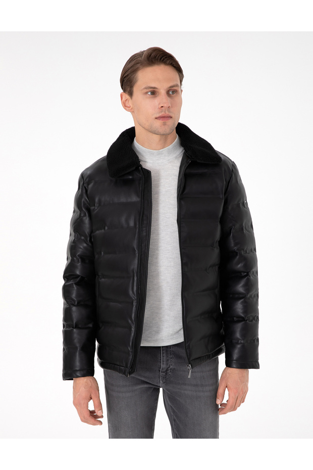 Black Faux Leather Coat 50300555-001