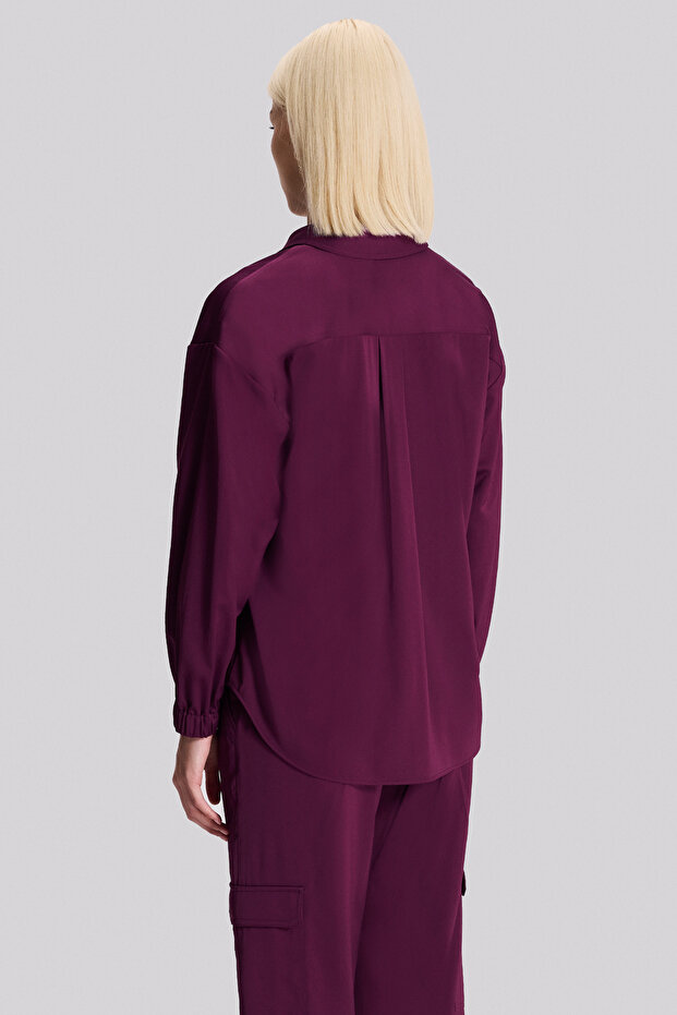 Taş Baskılı Saten Gömlek - 4