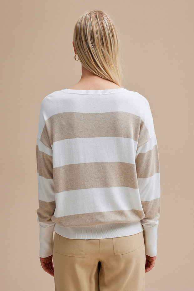 Çizgili Triko Kazak - 4