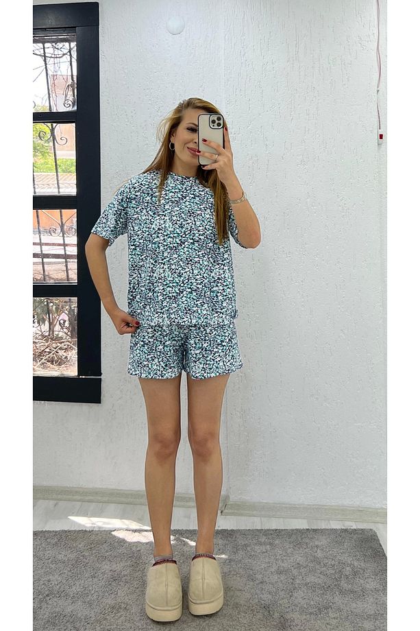 Yaprak Desenli İkili Pijama Takımı Yaprak Desenli - 1