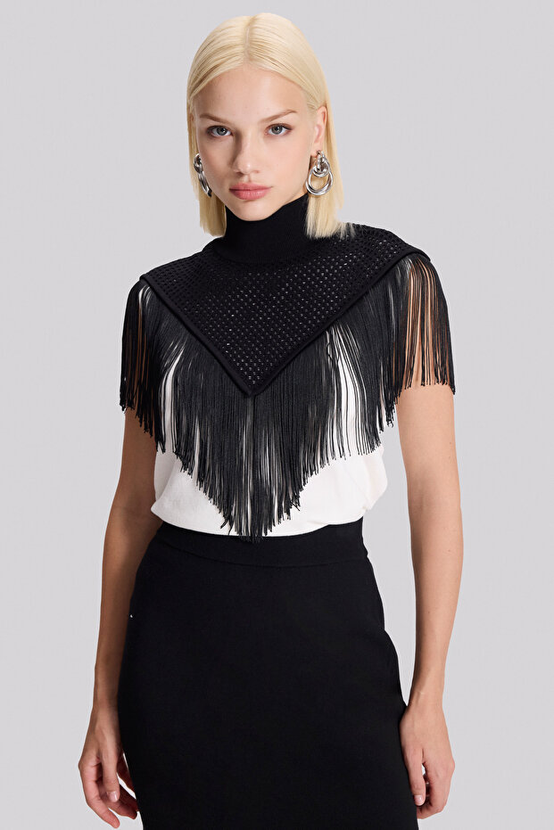 Püsküllü Triko Panço - 3