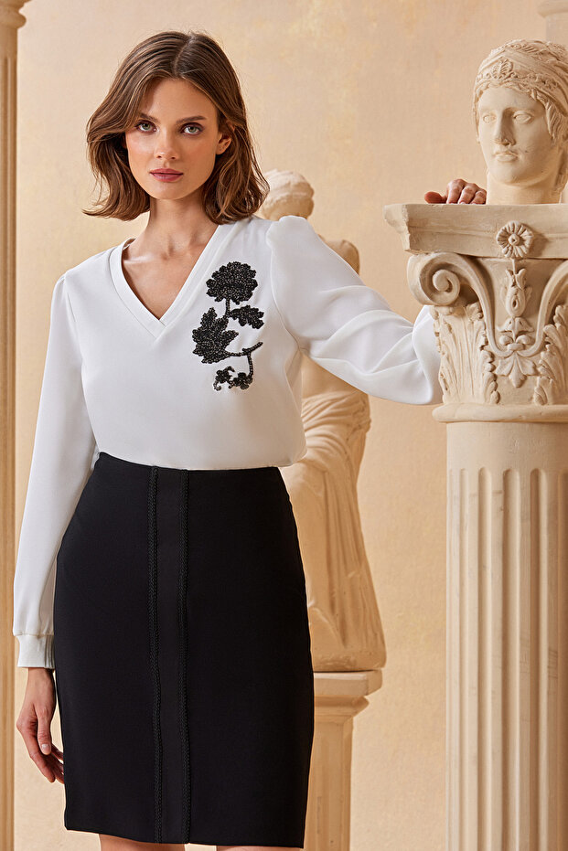 Taş Baskılı Şık Bluz - 1