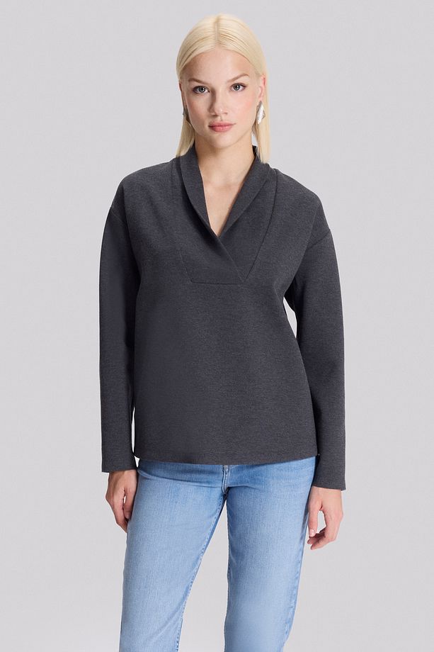 Yaka Detaylı Spor Örme Bluz - 3